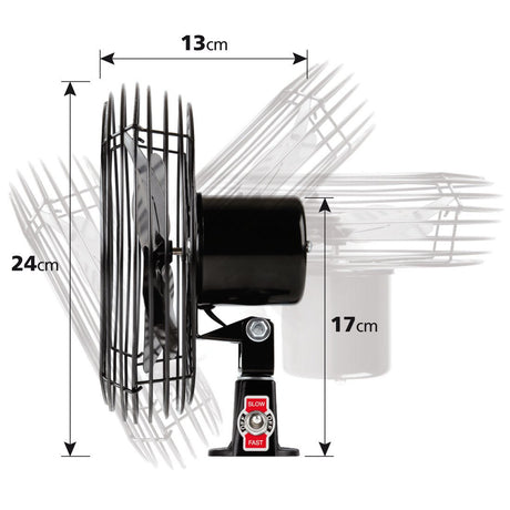Ventilatore 24V per camion  8" in metallo, 2 velocità  Lampa Premium 73100