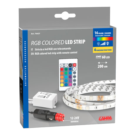 Lampa Striscia adesiva a Led RGB, 12/24V - 200 cm 73627