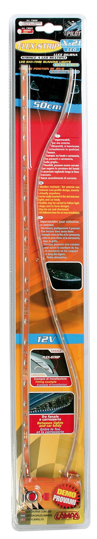 Pilot Flex Strip, 12V - 21 Led - 2x50 cm - Bianco