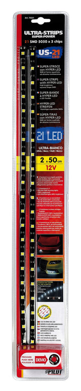 Pilot Ultra-Strips, 12V - 21 Led - 2x50 cm - Bianco