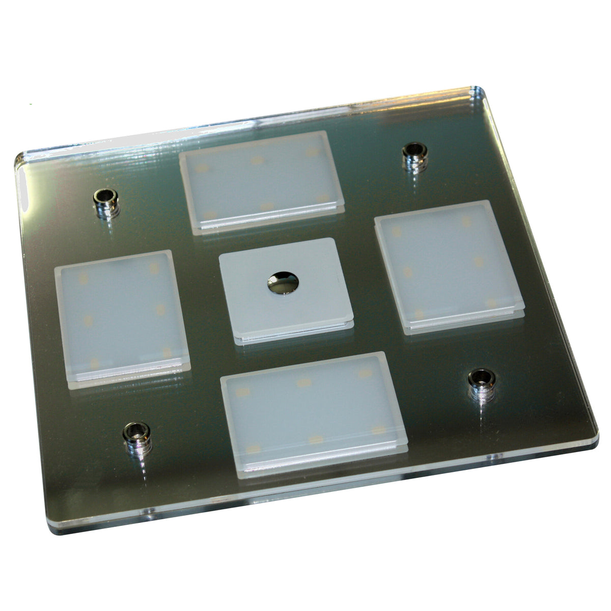 Plafoniera LED da soffitto Nightlight 5 con luce notturna blu, cromata