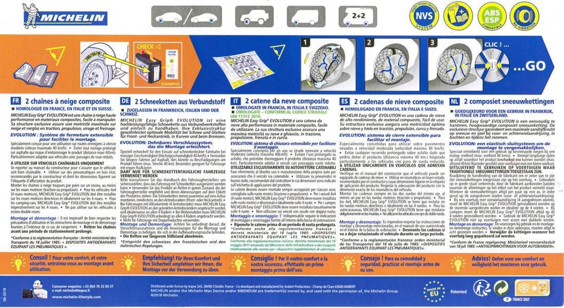Cadenas de nieve Michelin Easy Grip Evolution, Grupo EVO 11