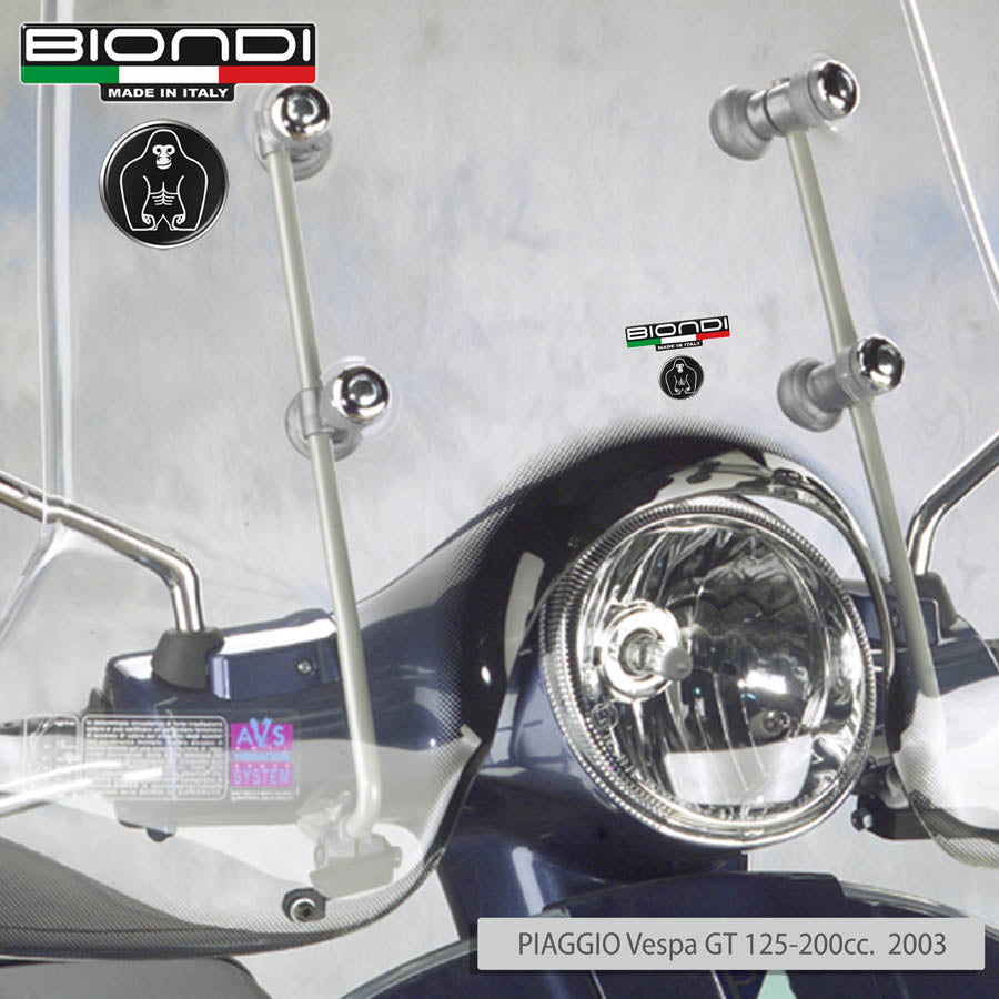 Biondi Parabrezza Club Piaggio Vespa GTS 250ie 2005-2012 con Attacchi