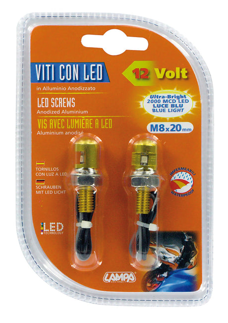 Lampa Set 2 viti con Led a luce blu - Oro 90177