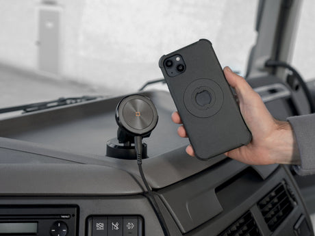 Optiline Mag Wireless Orbit, Porta telefono magnetico con ricarica wireless e attacco a ventosa adesiva