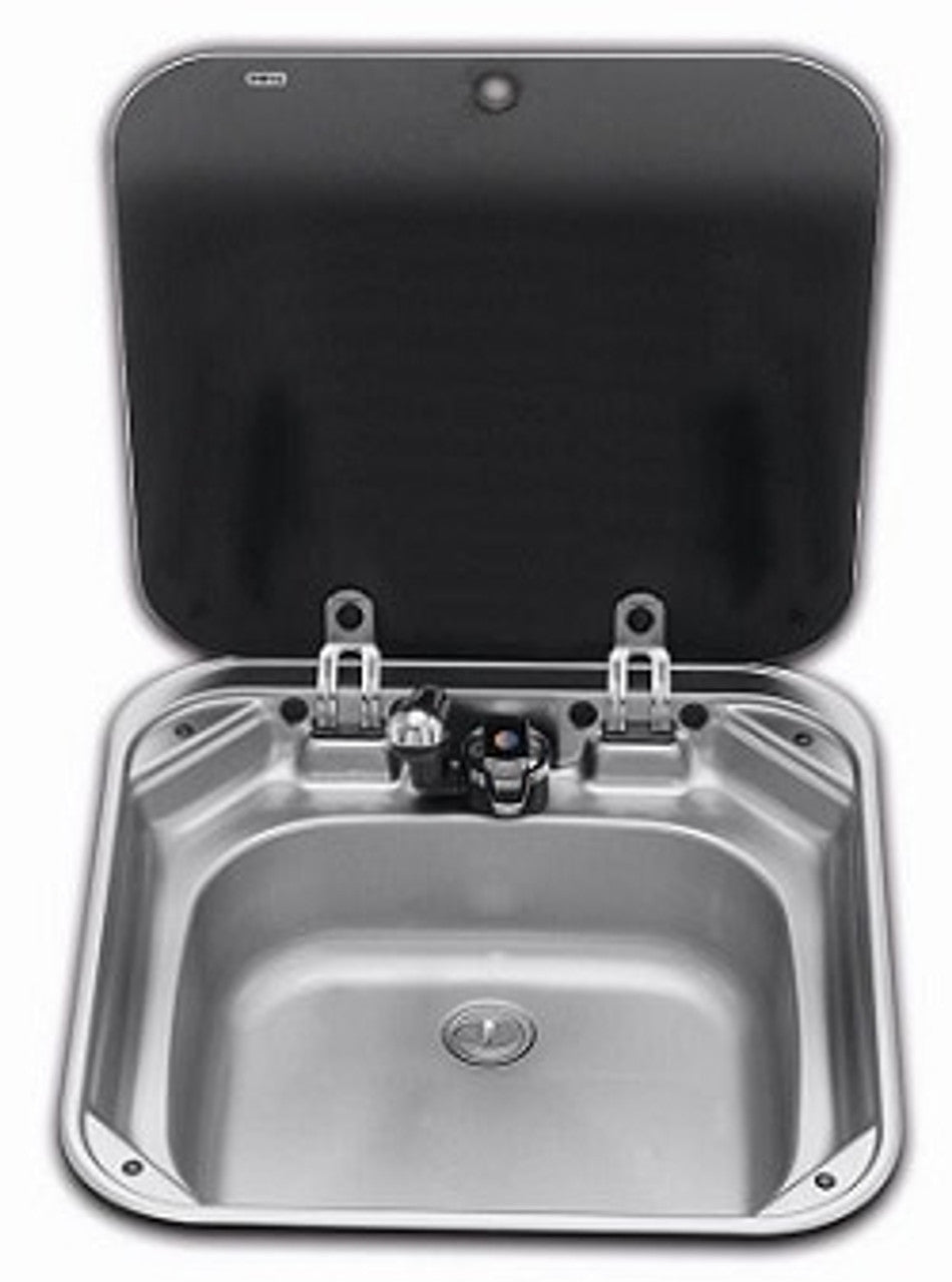 Fregadero cuadrado Dometic para autocaravanas y caravanas con tapa de cristal SNG4244 9600027602 