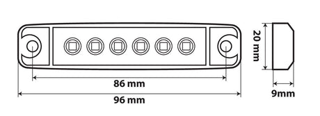 Lampa Luce ingombro a 6 Led, montaggio in superficie,12/24V - Arancio 97009