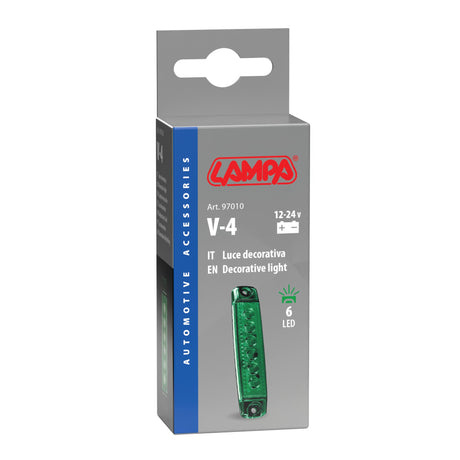 Lampa Luce ingombro a 6 Led, montaggio in superficie,12/24V - Verde 97010