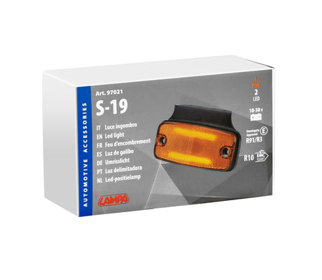 Lampa Luce ingombro con catarifrangente e staffa, 10/30V - 2 Led - Arancio 97021