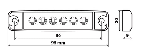 Lampa Set 20 pz, luce ingombro a 6 Led, montaggio in superficie, 12/24V - Rosso 97024