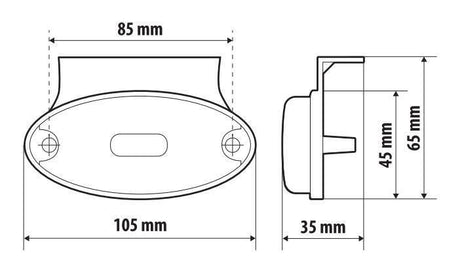 Lampa Luce ingombro con catarifrangente e staffa - 3 Led - 12/24V - Arancio 97027