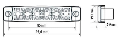 Lampa Luce ingombro - 6 Led - 12/24V - Arancio 97037