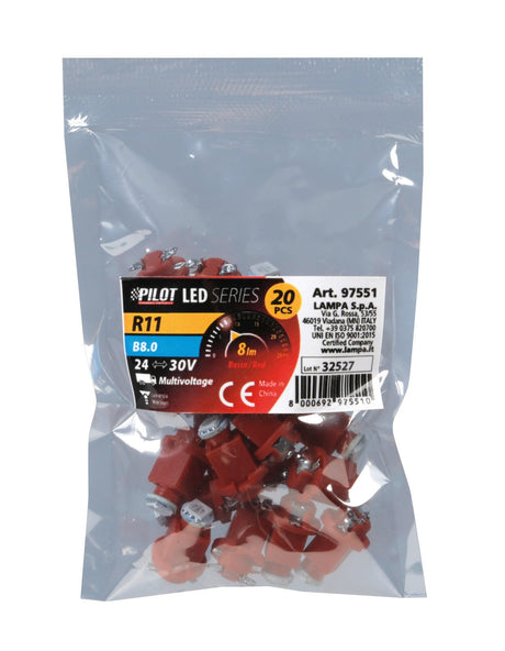 Pilot 24-30V Led series - 1 Led SMD - (R11) - B8,0 - 20 pz - Busta - Rosso