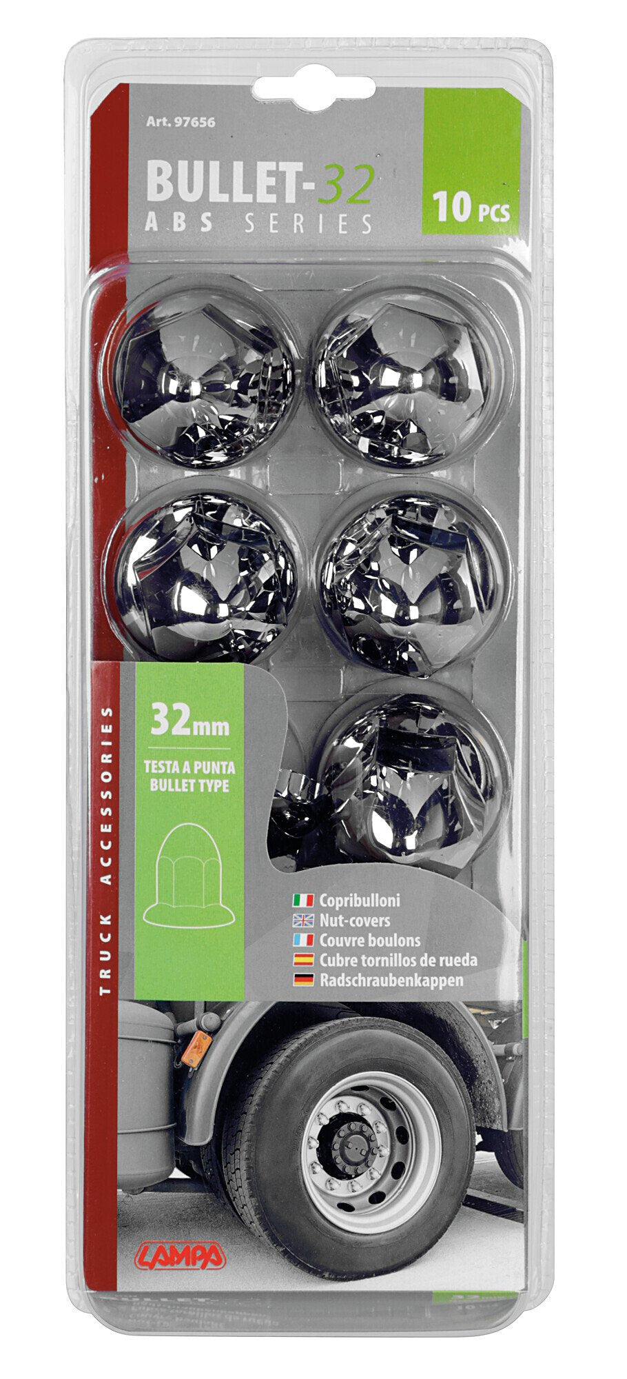 Lampa Copribulloni cromati in ABS -  32 mm - Set 10 pz 7656 97656