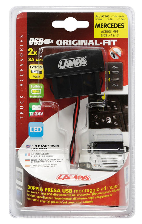 Lampa Original-Fit, doppia presa USB, 12/24V, compatibile con Mercedes 97965