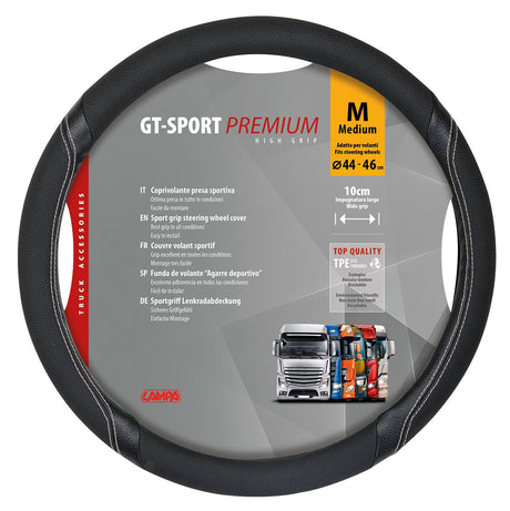 Lampa GT-Sport, coprivolante in Skeentex - M -  44/46 cm - Nero/Argento 98008