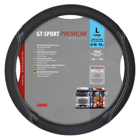 Lampa GT-Sport, coprivolante in Skeentex - L -  46/48 cm - Nero/Argento 98009