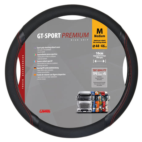 Lampa GT-Sport, coprivolante in Skeentex - M -  44/46 cm - Nero/Rosso 98016