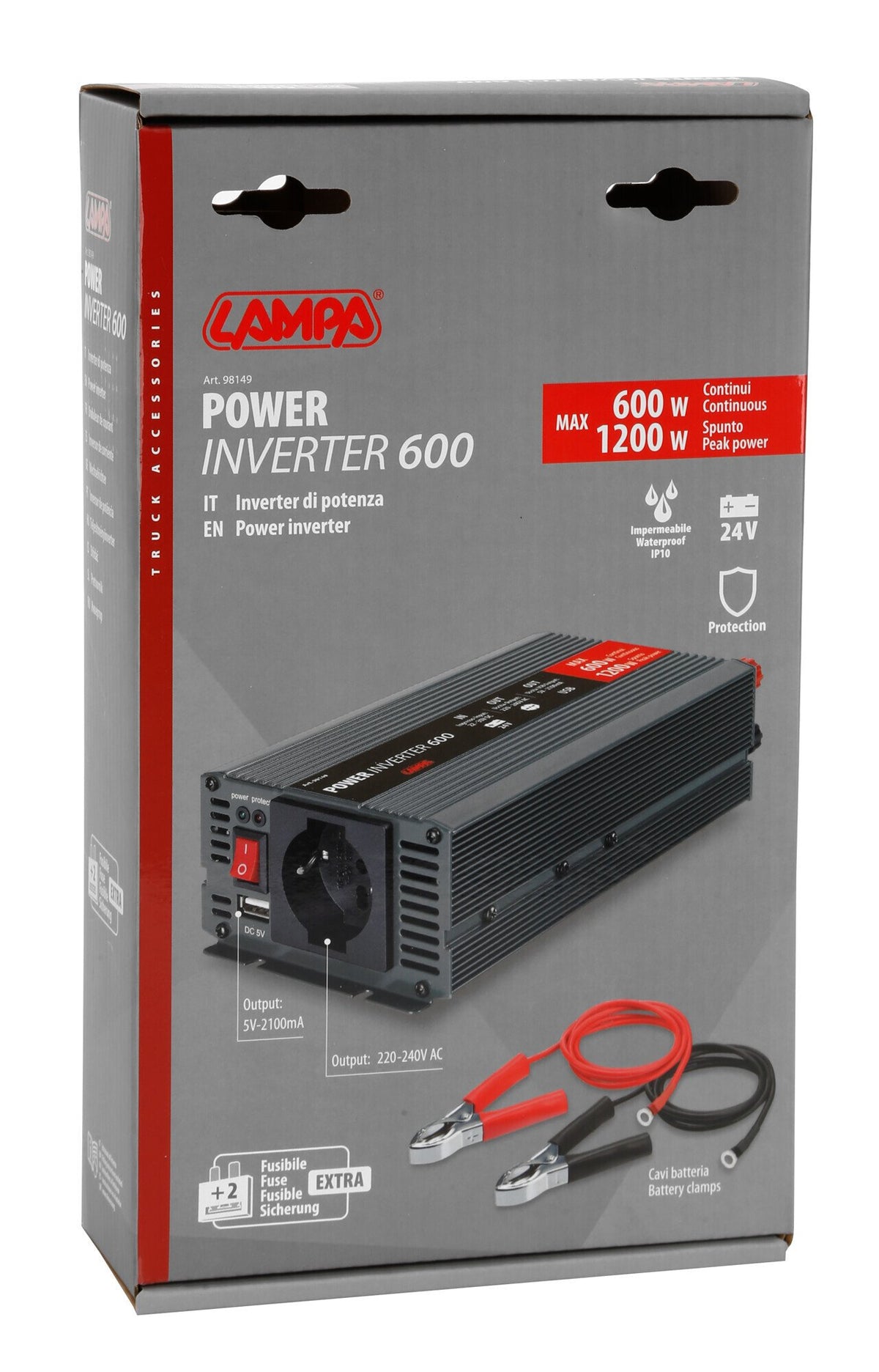 Inverter 24V 220V 600W per camion  Lampa Power Inverter 600 98149
