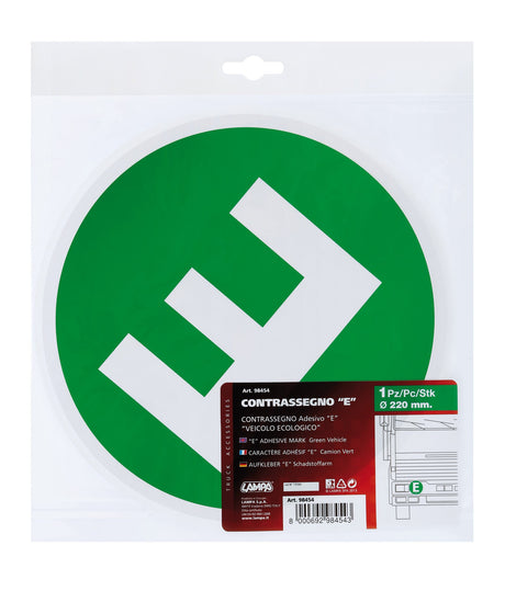 Lampa Contrassegno adesivo - E - Veicolo ecologico 98454