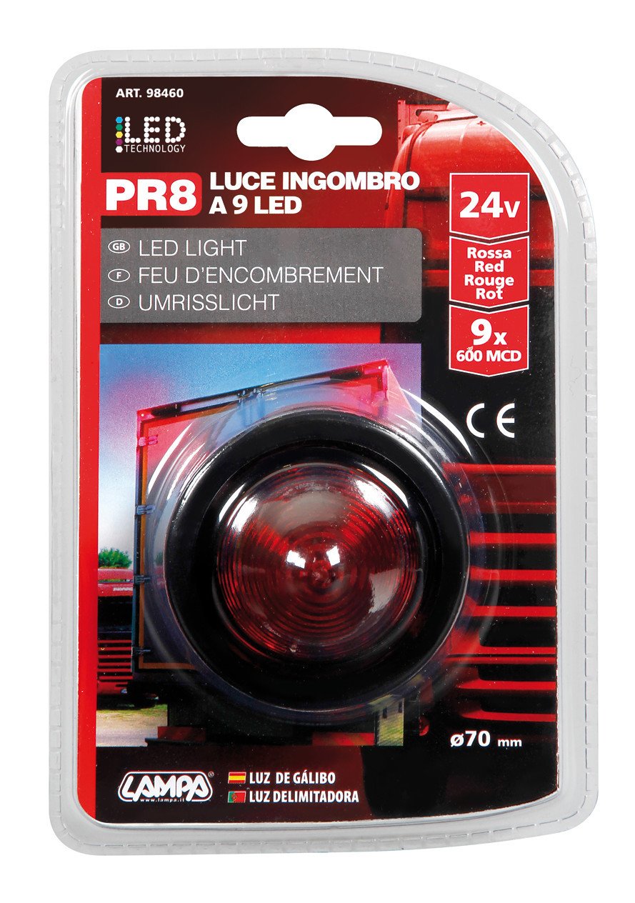 Dekorationsleuchte 9 LED 24V Rot für Lkw