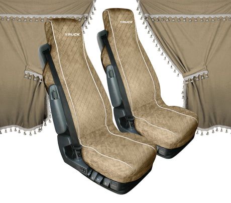 Lampa Melissa, set tende e coprisedili in microfibra per camion - Beige 98645