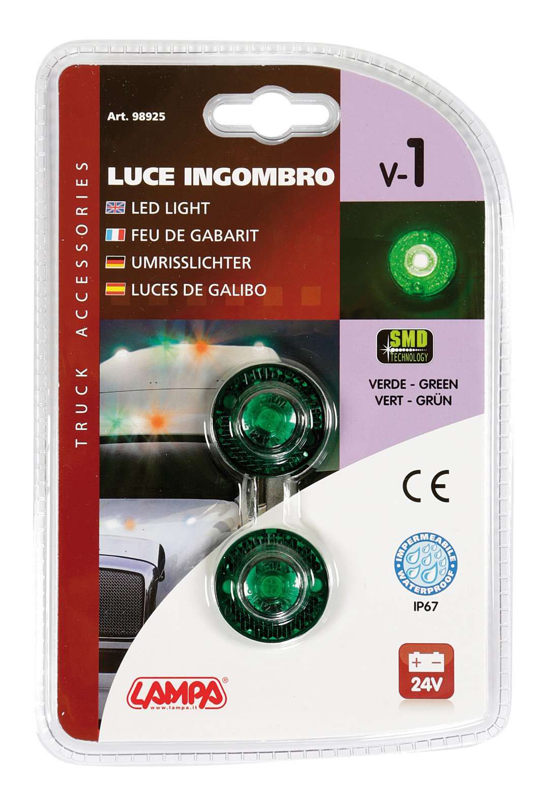 Lampa 24V LED-Dekorationsleuchten-Paar in Grün für Lkw