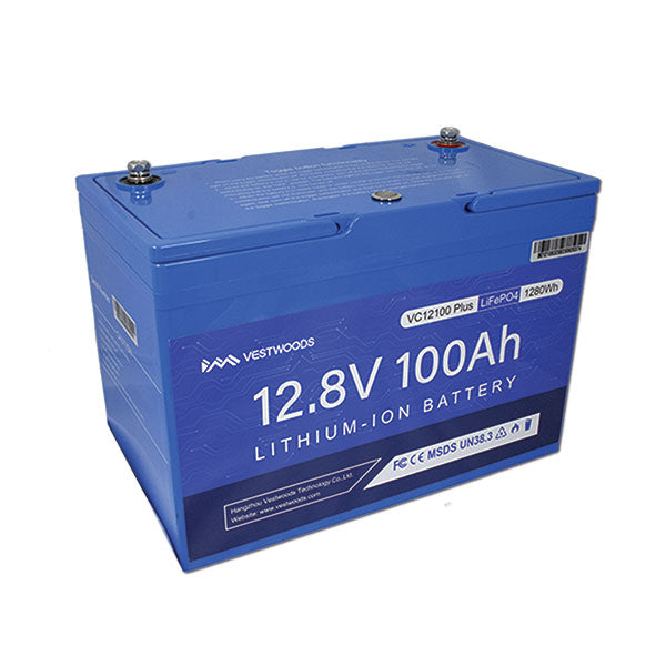 VestWoods 100-Ampere-Lithium-Camperbatterie mit BMS, 307 x 169 x 213 mm