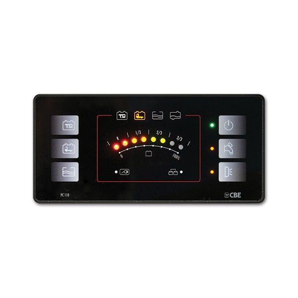 CBE Pannello di Comando a LED PC-110 per Camper  Controllo Batterie, Serbatoi e Impianto 12V