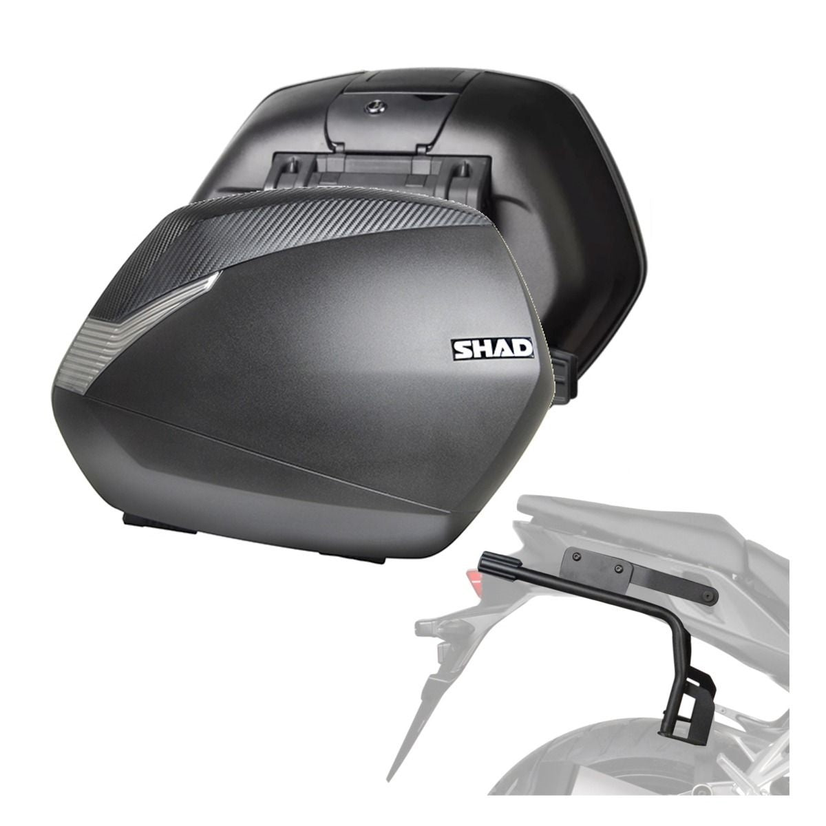 KIT DE MALETAS LATERALES SHAD SH36 CARBONO + CHASIS SISTEMA 3P TRIUMPH TIGER SPORT 660 25