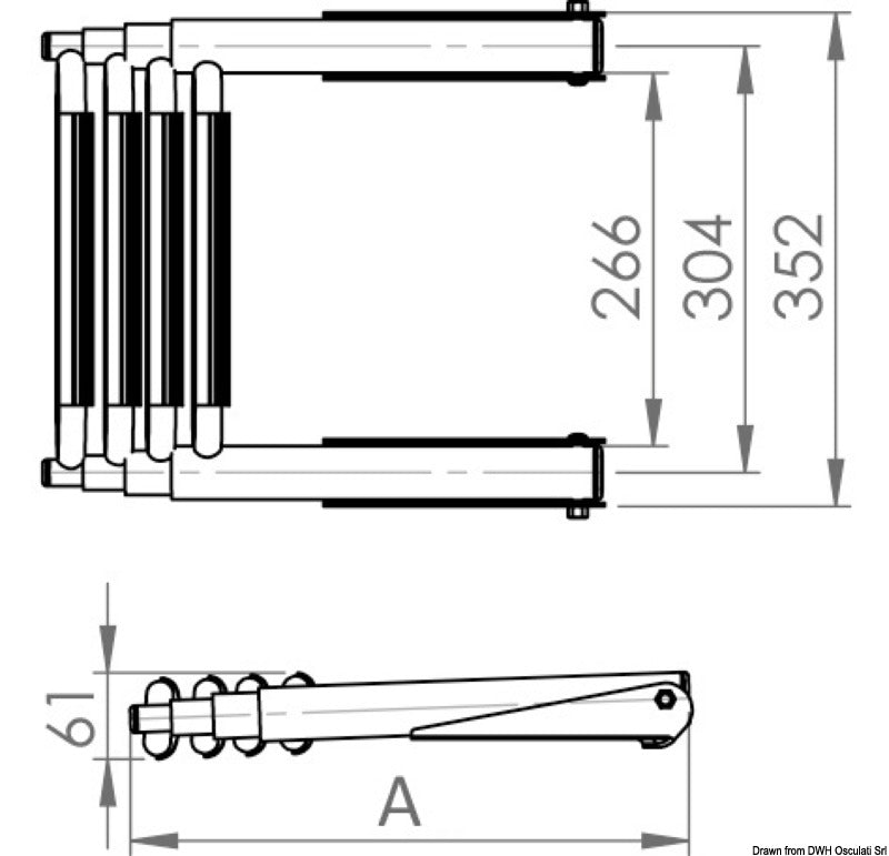 Osculati Scaletta Telescopica Slide-Out 4 Gradini Inox AISI 316 - Sovraplancetta