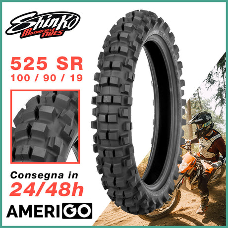 SHINKO Pneumatico 100/90-19 57M TT 525 SR Posteriore Cross - AmerigoStore