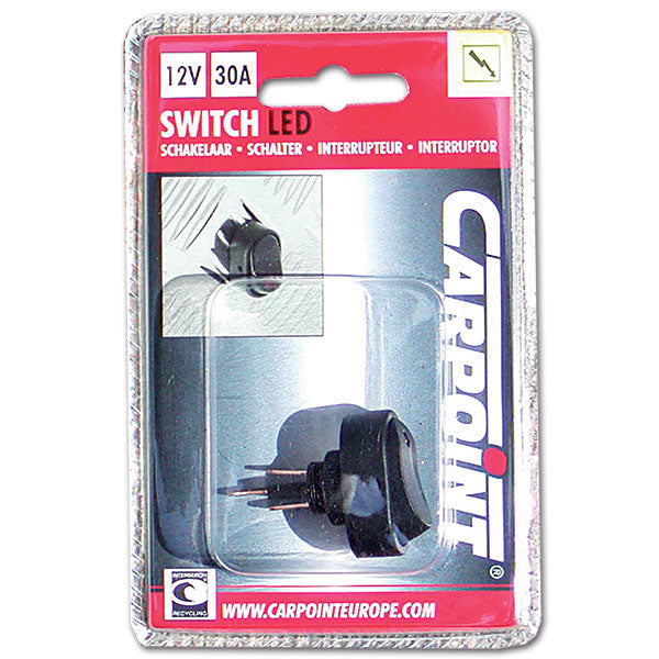 Schwarzer Schalter mit roter LED 12V 8711293491414