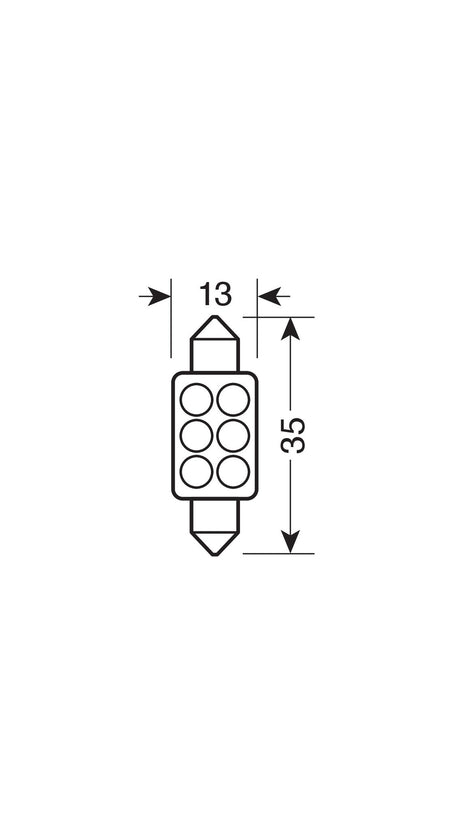Pilot 12V Lampada siluro 6 Led - 13x35 mm - SV8,5-8 - 1 pz - Scatola - Bianco