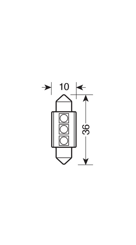 Pilot Hyper-Led 9 3 x3 chips C5W 10x36 mm SV8,5-8 1 pz Bianco Resistenza inc