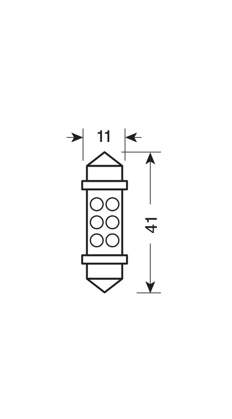 Lampa 24V Lampada siluro 6 Led - 11x41 mm - SV8,5-8 - 2 pz - Scatola - Bianco 98349