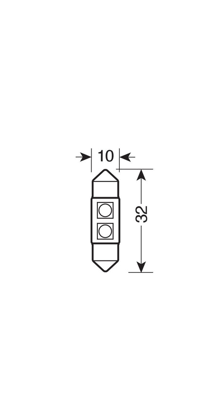 Pilot Hyper-Led 6 2 x3 chips 10x32 mm SV8,5-8 1 pz Bianco Resistenza inc