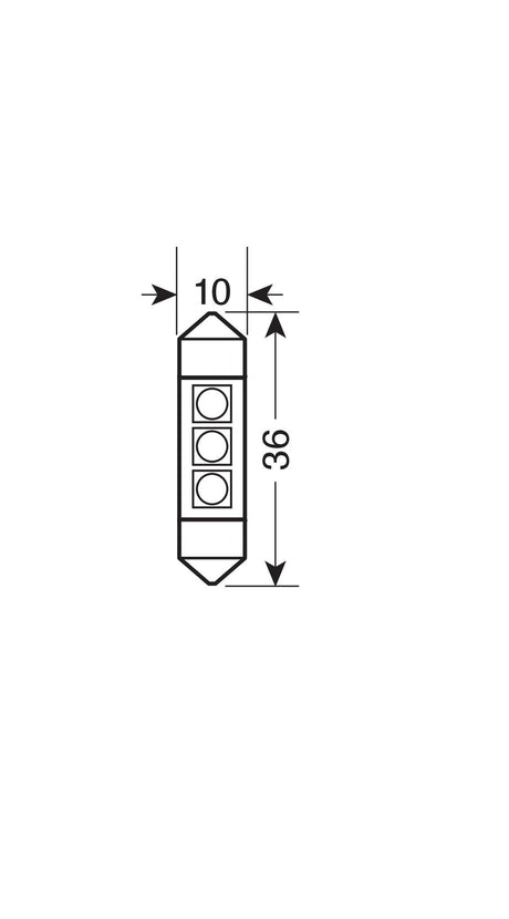 24/28V Hyper-Led 9 3 SMD x 3 chips C5W 10x36 mm SV8,5-8 2 pz Bianco doppia pol. 98223