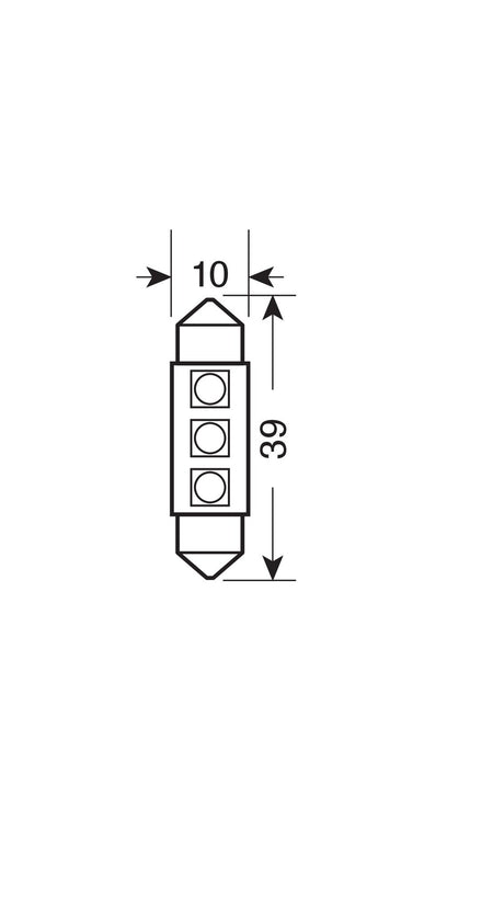 24/28V Hyper-Led 9 3 SMD x 3 chips 10x39 mm SV8,5-8 2 pz Scatola Bianco dp. pol. 98225