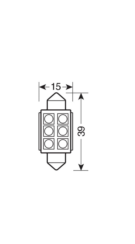 Pilot 24/30V Hyper-Led 18 6 SMD x 3 chips 15x39 mm SV8,5-8 2 pz Bianco dp. pol.