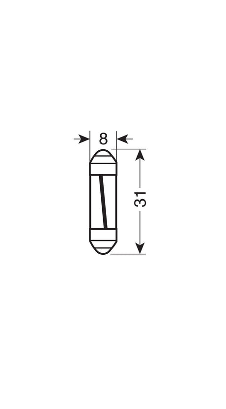 Pilot 12V Mega-Led 9 1 SMD x 9 chips 8x31 mm SV8,5-8 1 pz D/Blister Bianco