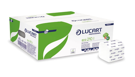 Lampa Carta igienica interfogliata Lucart Eco 210 - 2 veli, goffrata bianca, 210 fogli - Conf. 40 pacchetti L811A77