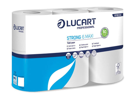 Lampa Carta igienica Lucart Professional Strong 6 Maxi - 2 veli in pura cellulosa, 300 strappi - Conf. 6 rotoli L811E04