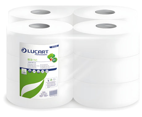 Lampa Carta igienica Lucart Eco 150 Mini Jumbo - 2 veli, 405 strappi - Conf. 12 rotoli L812126P