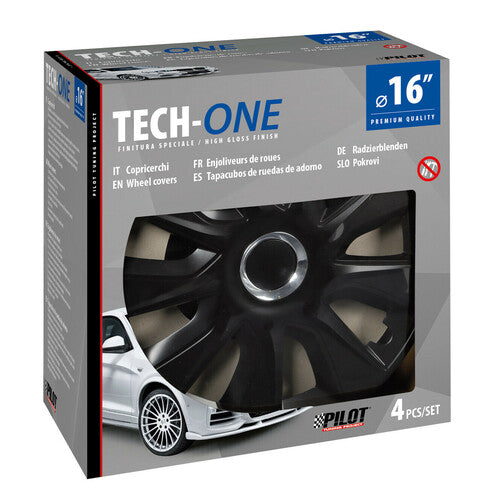 Pilot Copricerchi auto 4 pz - verniciati Tech-One Stratos RC Black -  16"