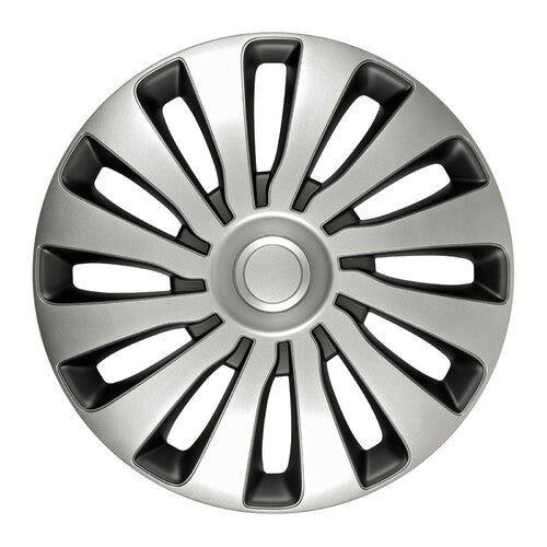 Pilot 4-teilige Radkappen - Tech-One Sepang Silber &amp; Schwarz lackiert - 15"