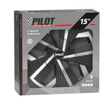 Pilot Blade Runner - Juego de 4 tapacubos - 15" - Negro/Plateado