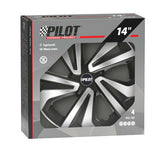 Pilot Vortexx - Satz mit 4 Radkappen - 14" - Schwarz/Silber