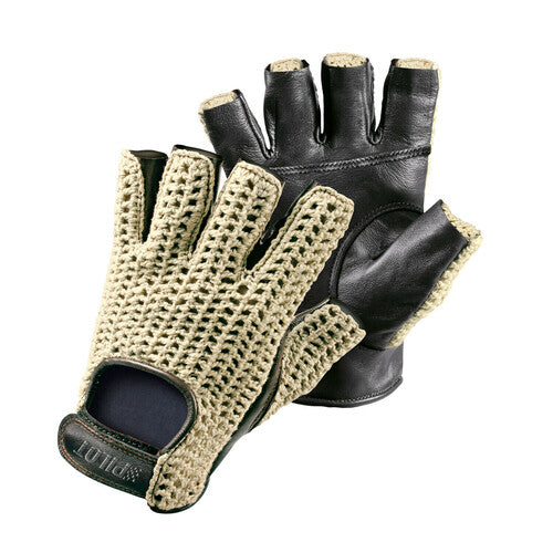 Pilot -1, guantes de conducción de medio dedo - L - Negro