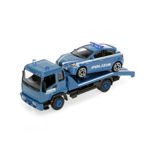 Burago Polizei-Abschleppwagen mit Auto, Burago, Maßstab 1:43